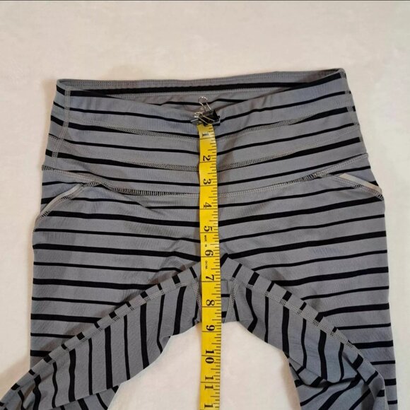 Athleta Running Leggings Black Gray Striped‎ XS Womens Workout Yoga - Picture 10 of 12